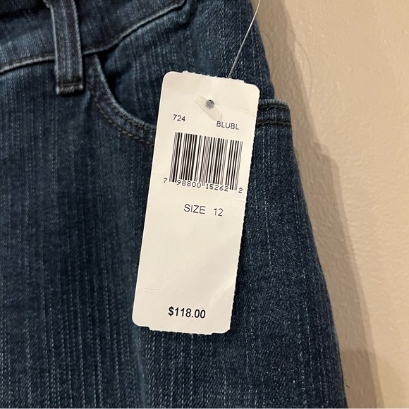 NWT NYDJ Sz 12 Lift Tuck Studded Embroidered High Rise Boot cut Dark Wash - Picture 8 of 15